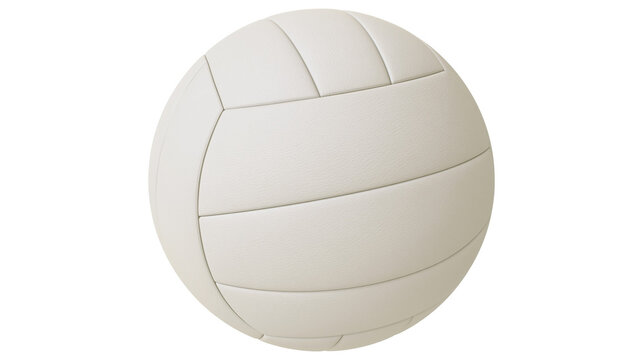 White textured volleyball with panel seams, isolated on transparent background