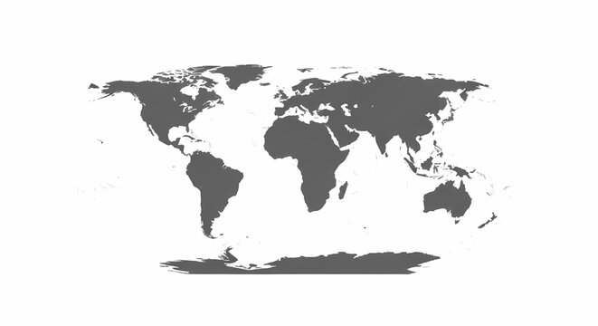 Simple gray silhouette map of the world