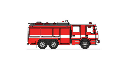 Fototapeta premium Vector depiction of a specialized fire truck, an emergency response vehicle crucial for rapid fire suppression and rescue, symbolizing public safety and swift action