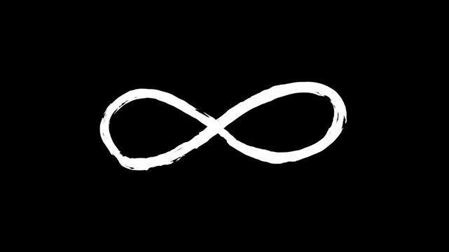 Infinity sign hand drawn animation, endless loop symbol, isolated math eternity concept, chalk sketch animated illustration, abstract cycle motion, cartoon scene