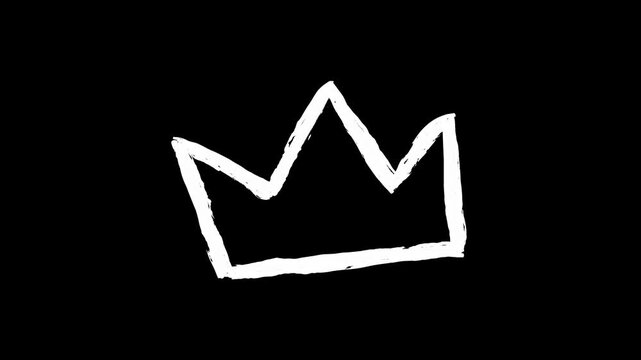 Crown hand drawn animation, royal king queen loop, isolated majestic corona element, chalk sketch animated illustration, princess tiara motion, cartoon scene
