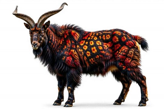 Big goat on a white background