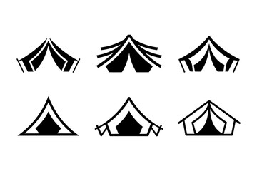 Vector of various black tent designs for camping and outdoor activities © Unnati