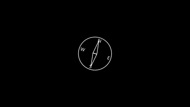 On-screen digital compass orientation. North orientation. Close-up.