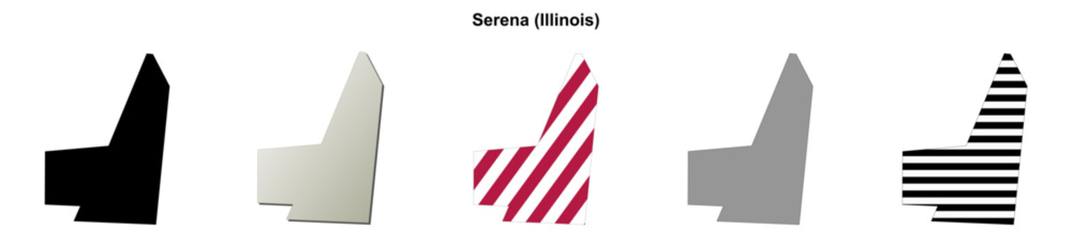 Serena (Illinois) blank outline map set