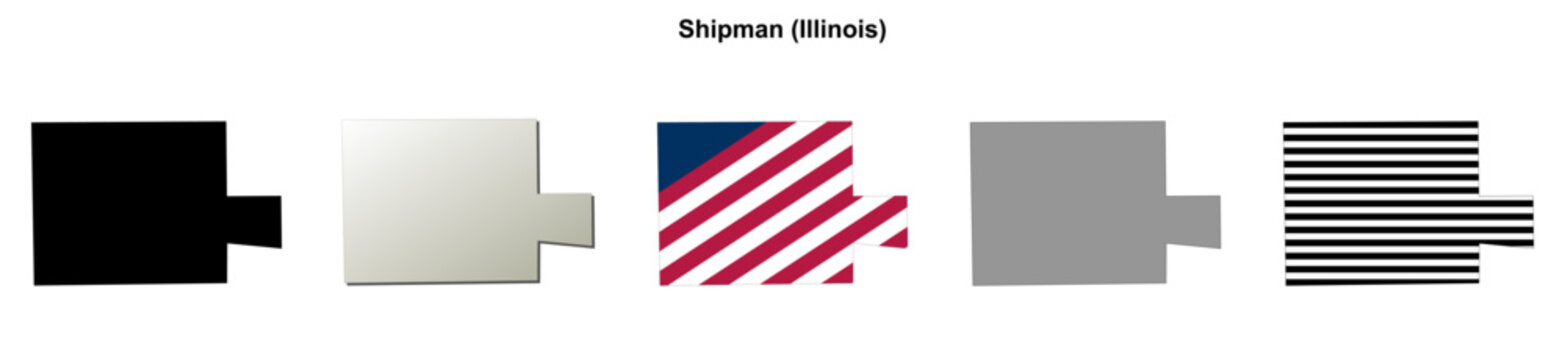 Shipman (Illinois) blank outline map set