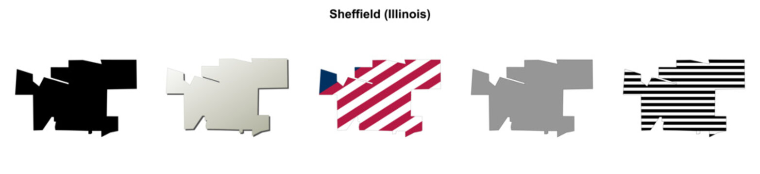 Sheffield (Illinois) blank outline map set