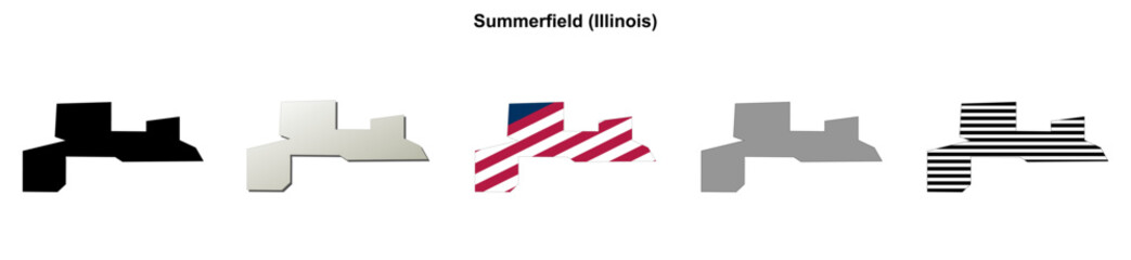 Fototapeta premium Summerfield (Illinois) blank outline map set