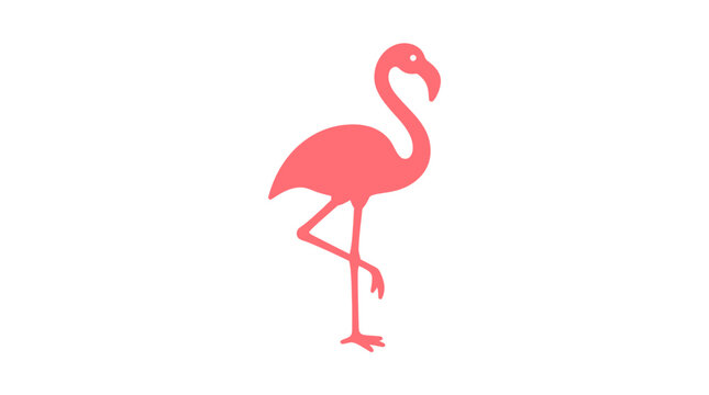 Pink Flamingo Bird Standing Alone Profile.