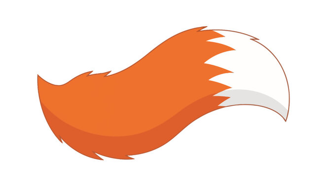 Cute cartoon fox tail with white tip isolated on white