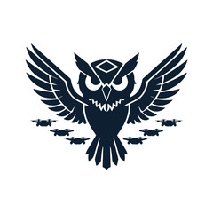 Fototapeta premium Tactical drone owl mascot logo vector