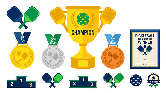 Pickleball Champion Trophy Medals Paddles.