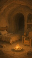 Obraz premium Cozy cave room warmth mobile wallpaper