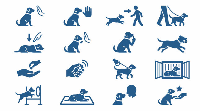 Dog Training Icons Various Actions.