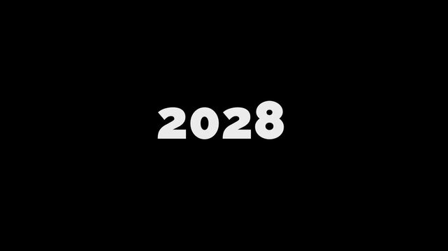 Dynamic scrolling year from 2000 to 2028 smooth animation, progress timeline, scolling timeline animation, alpha channel or transparent background