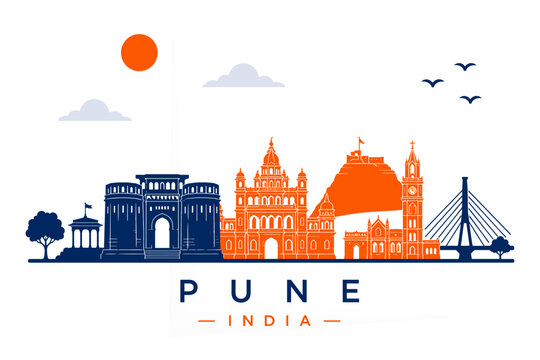 Pune India Minimalist Skyline Vector Illustration