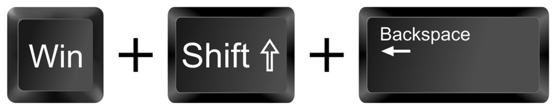win shift backspace computer keyboard shortcut key button 3d icon symbol sign isolated on white background