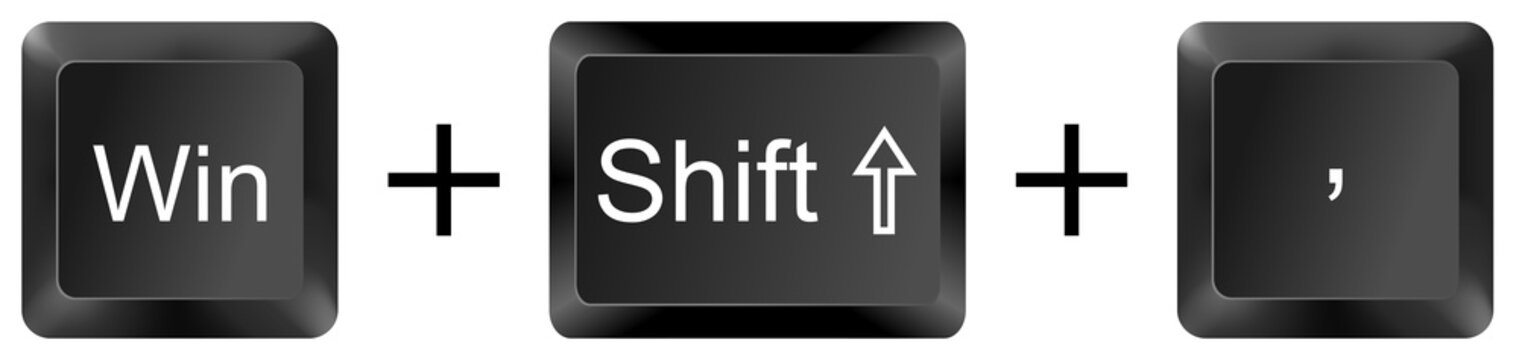 win shift commas computer keyboard shortcut key button 3d icon symbol sign isolated on white background