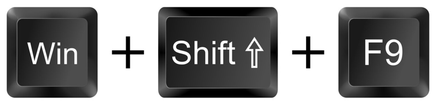 win shift f9 computer keyboard shortcut key button 3d icon symbol sign isolated on white background