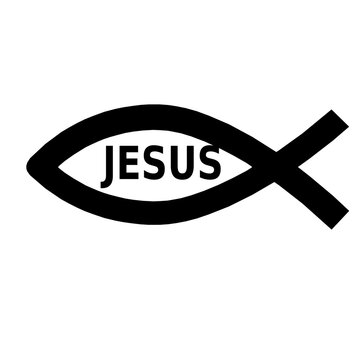 Christian fish with Text Jesus. Religious symbol. Faith in Jesus Christ. Vector illustration