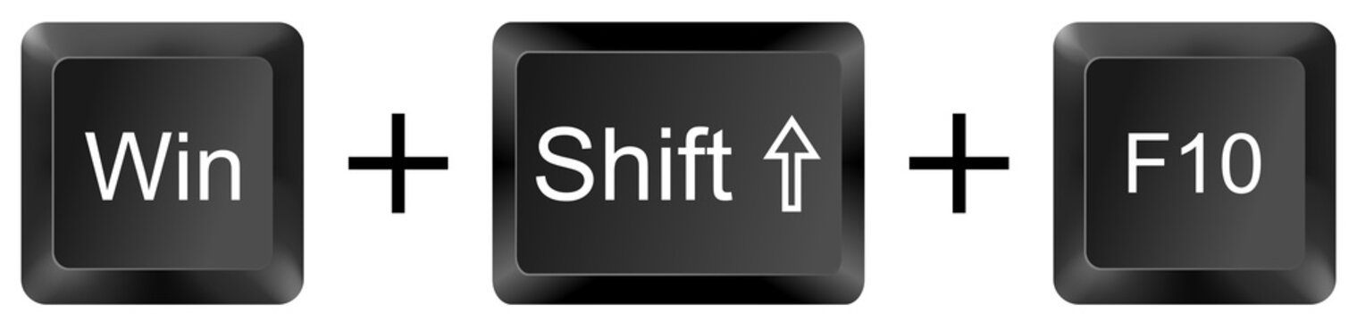 win shift f10 computer keyboard shortcut key button 3d icon symbol sign isolated on white background
