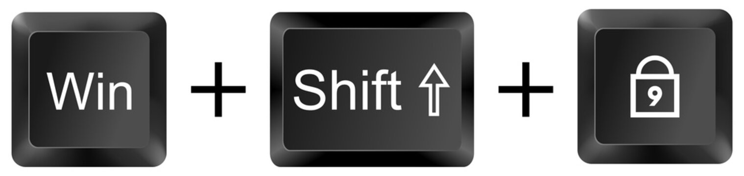 win shift lock computer keyboard shortcut key button 3d icon symbol sign isolated on white background