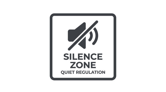 Silence Zone Sign Warning Symbol.