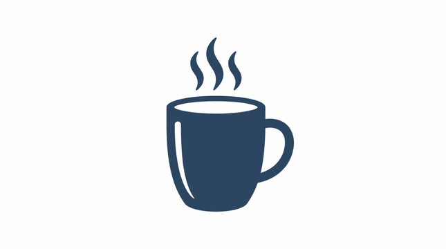 Steaming Dark Blue Coffee Mug.