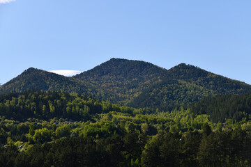 Obraz premium Mainskoye Reservoir scenery. Yenisei River in Khakassia, Russia