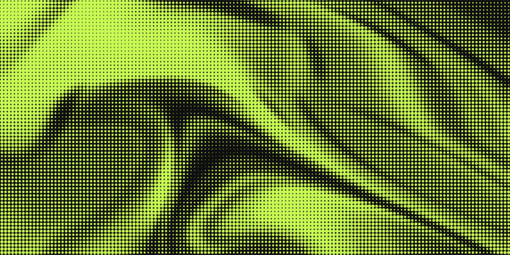 Grunge halftone overlay background with smoke or fire motion texture. Acid green color y2k aesthetics. Vector backdrop design template and creative projects