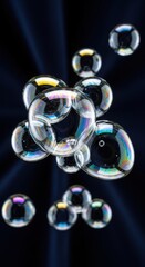 Fototapeta premium Rainbow Bubbles, Iridescent Orbs, Shimmering Spheres, Colorful Soap Bubbles