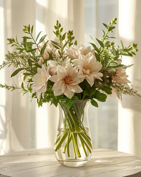 wedding flowers, white lilies, lily bouquet, flower arrangement, floral decor, wedding decor, wedding decoration, vase arrangement, glass vase, clear vase, white flower bouquet, elegant flowers, brida