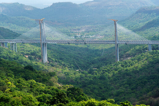 Mumbai Pune Expressway Missing Link Bridge, Cable stayed bridge, Lonavala, Maharashtra, India. Asia.
