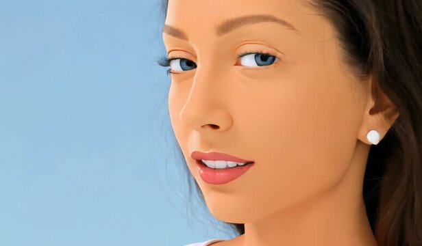 Visible elements include a cartoon-style mouth with pink lips, white teeth, and white puffs of breath.