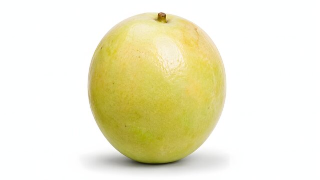 Fresh whole raw white sapote isolated on a clean white background. This high resolution photo is suitable for culinary designs, organic food packaging, and educational material.