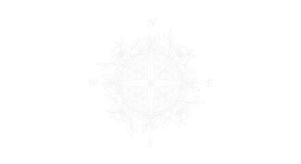 Ornate Compass Rose with Floral Swirls, Navigation Tool, Vintage Design © Lancar