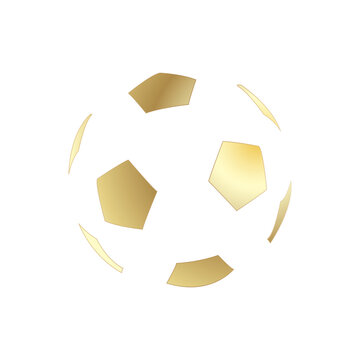 ПечMinimalist golden soccer football ball vector. Premium gold icon using negative space and gestalt law of closure for championship trophy or sports award designать
