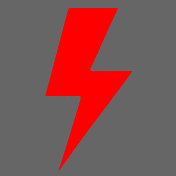 White lightning bolt energy icon red background High voltage danger urgency warning symbol