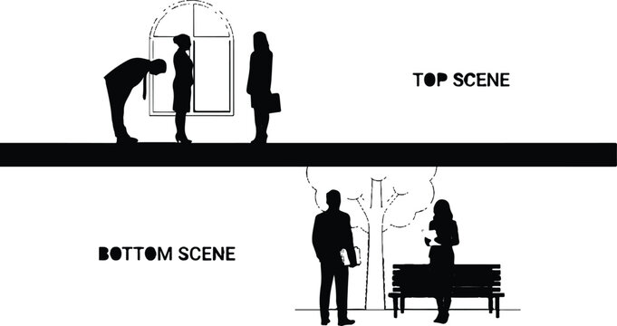 Business Etiquette and Professional Networking Silhouette Set &ndash; Corporate Interaction and Urban Lifestyle Vector