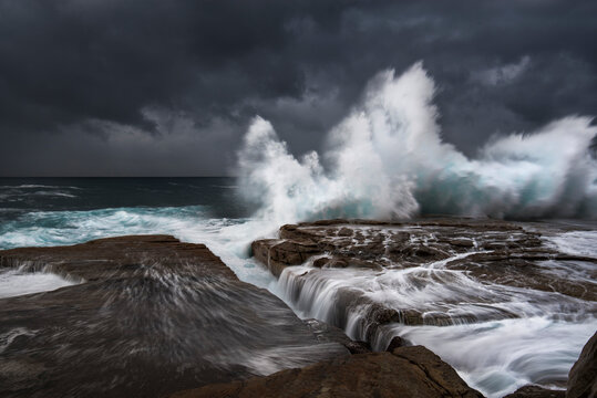 Australia, New South Wales, Clovelly, Shark point in the evening