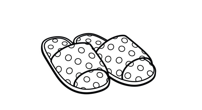 Polka dot slippers line art illustration