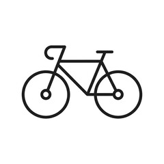 Fototapeta premium Simple black bicycle icon with two wheels and a minimalist frame on transparent background