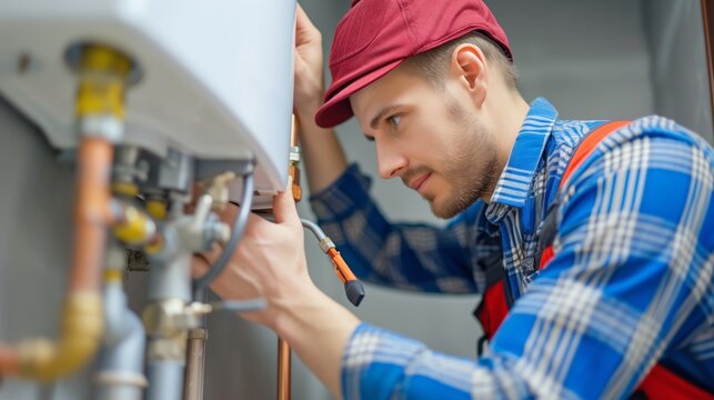 Klempner bei der Arbeit, Reparatur und Installation von Wasserversorgung, mit KI generiert