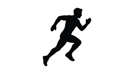 Obraz premium Running man figure in black silhouette against a white background silhouette runner