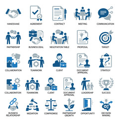 Fototapeta premium Business Icons Set: Partnership, Agreement, Strategy, Success, Decision Making