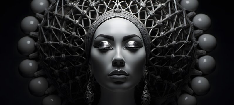 art of Nine head Hidra a black and white high contrast full body. Generative AI