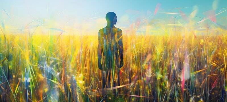 grass field humanidad full body. Generative Ai