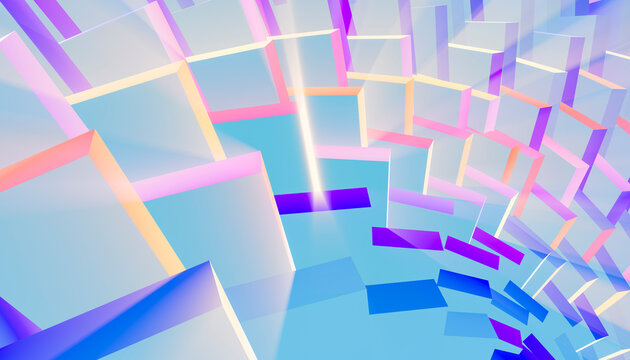 Colorful abstract 3D spiral geometric blocks