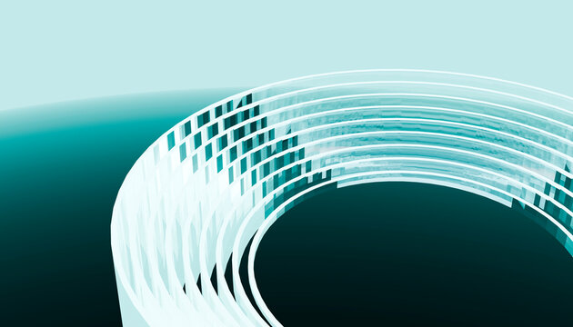 Abstract 3d modern spiral structure on blue background