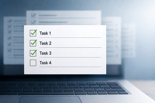 Laptop displaying a completed task list with one item remaining checklist to-do list